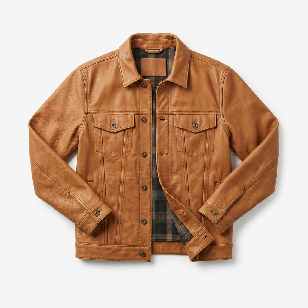 Tan Leather Trucker