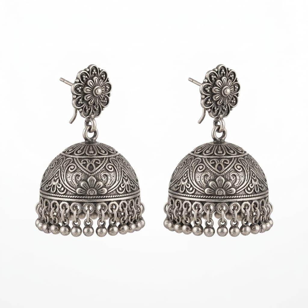 Oxidised Silver Jhumka