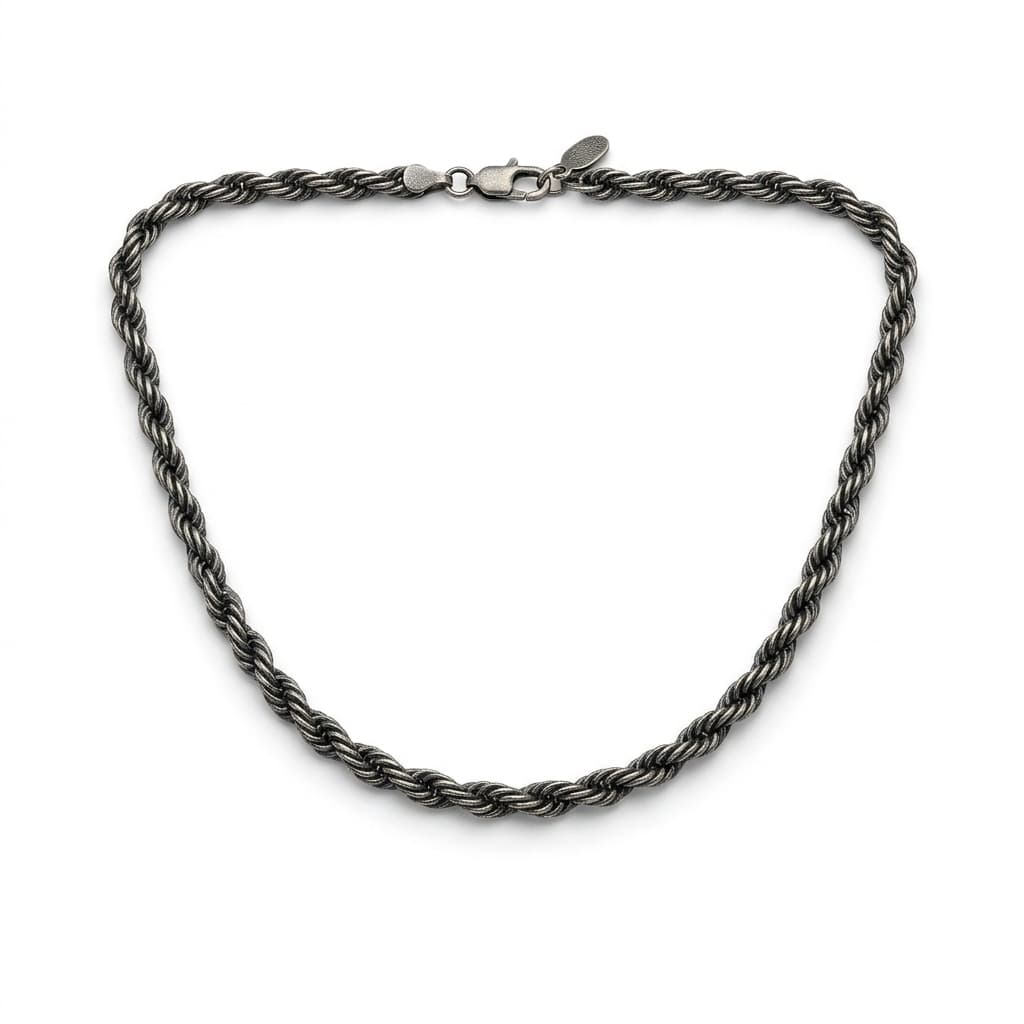 Oxidised Silver Rope Chain
