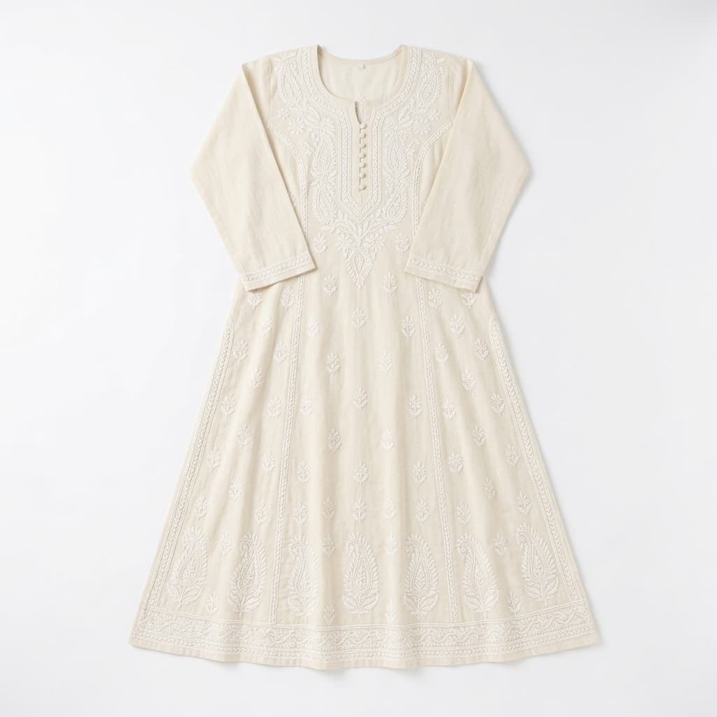 Ivory Chikankari A-Line Kurti