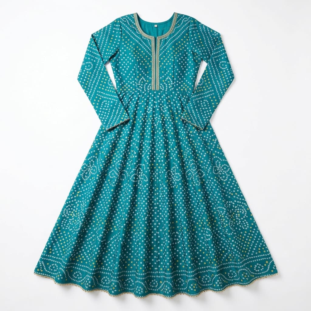 Teal Bandhani Anarkali