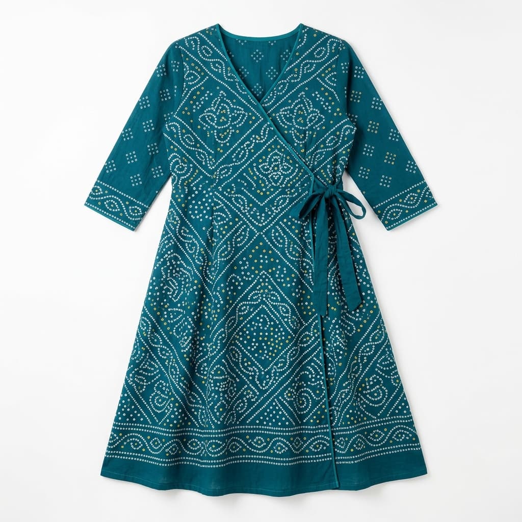Teal Bandhani Angrakha